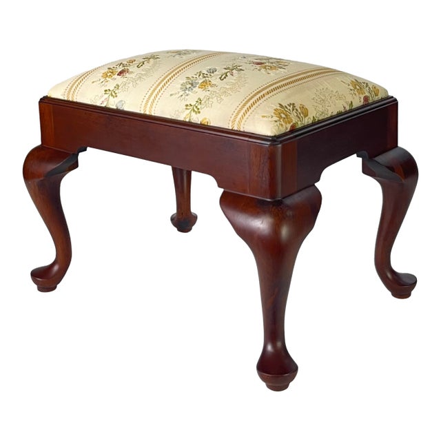 Vintage Henkel Harris Attributed Queen Anne Style Mahogany Footstool For Sale