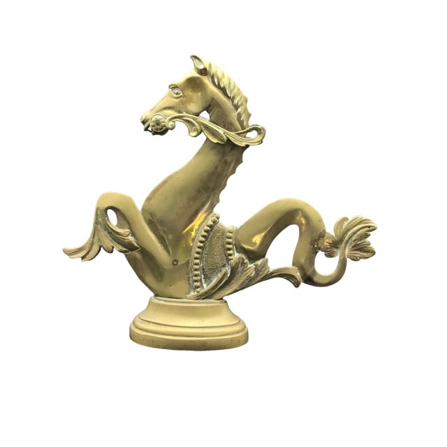 Vintagr Set of 2 Venetian Brass Gondola Horses For Sale In West Palm - Image 6 of 7