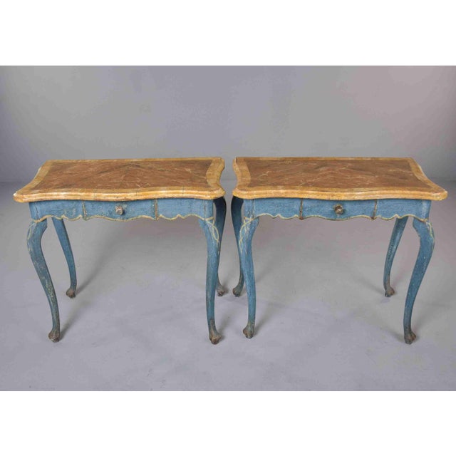 Mid-Century Modern Italian Hand-Painted Side Tables, Circa 1850s - Pair For Sale - Image 3 of 13