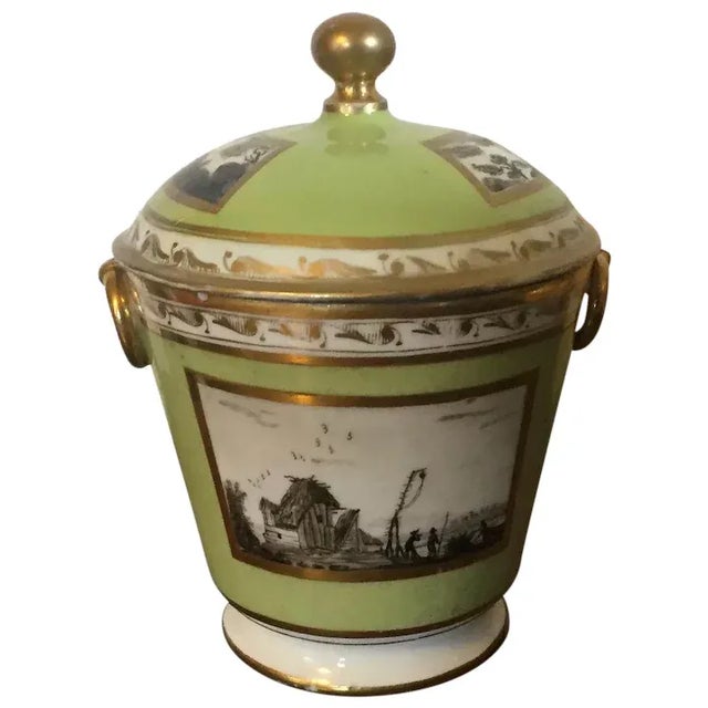 1800 Antique Paris Porcelain Sucrier Decorated with en Grisaille Landscape For Sale - Image 13 of 13