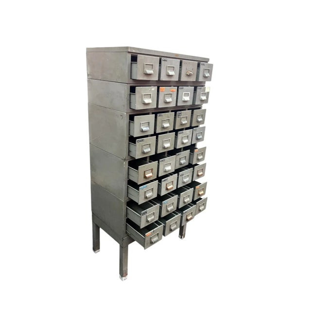 Mid 20th Century Mid 20th Century Industrial Metal Library Card File 32 Drawers by Watson For Sale - Image 5 of 18