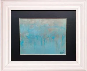 "Seaside Drips" Contemporary Original Coastal Abstract Acrylic Painting by KR Moehr, Framed