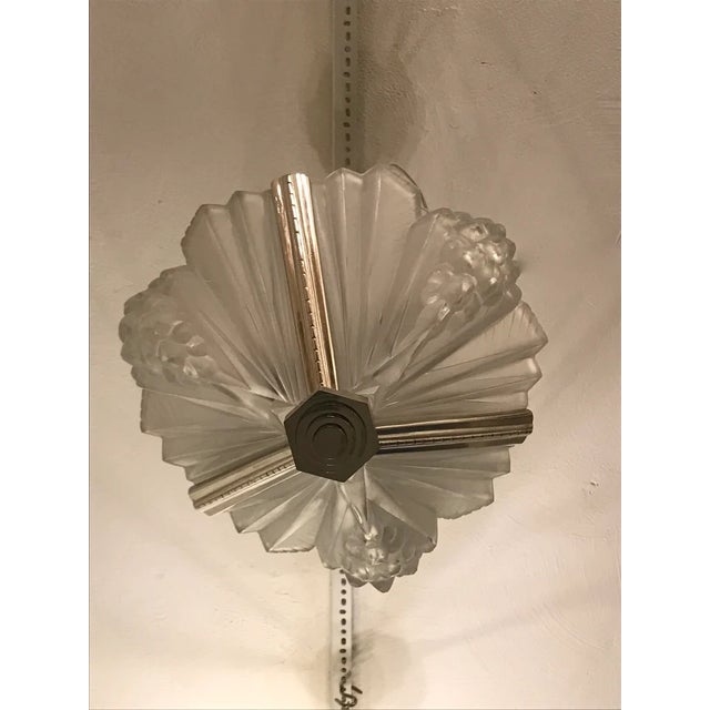 1920s 1920s French Art Deco Pendant Chandelier Signed by Atelier Petitot For Sale - Image 5 of 8