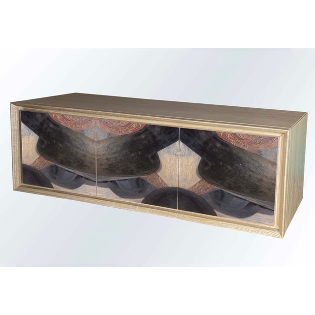 "Pittura Cinque" sideboard. Beautiful oak wall-mounted sideboard with three doors and two internal shelves. Handcrafted...