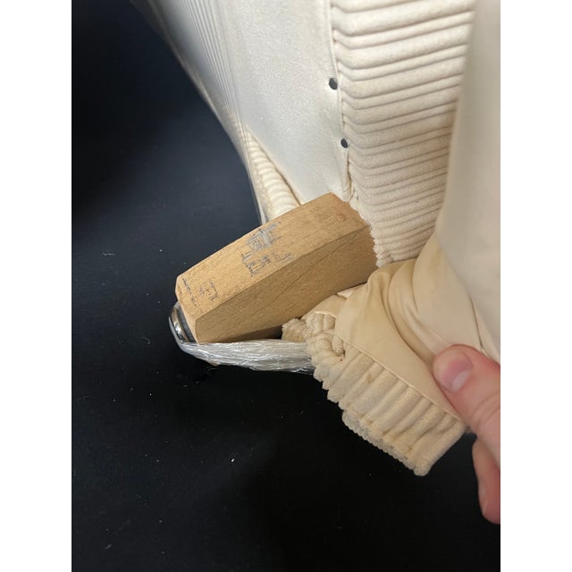 Fully Upholstered and Skirted Cream Loveseat For Sale - Image 4 of 7