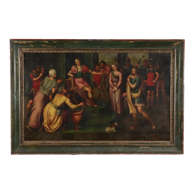 La Continenza di Scipione, 17th-century, Oil on Panel, Framed For Sale