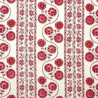 Schumacher Zinnia Handmade Print Fabric in Pink For Sale