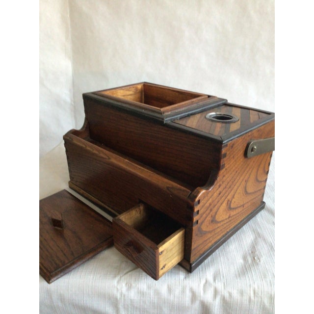 Wood 1800s Japanese Letter Box With Inkwell and Handle For Sale - Image 7 of 12