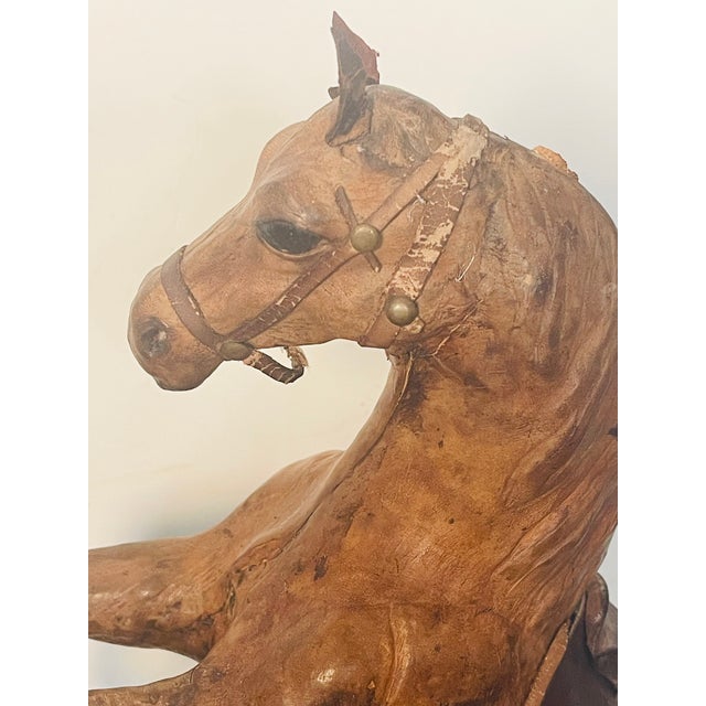 1950s 1950s Handsome Equestrian Pair of Leather Horse Sculptures For Sale - Image 5 of 9