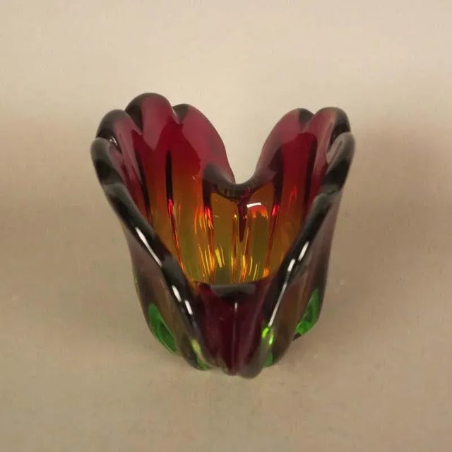 Vintage Red and Green Murano Glass Bowl For Sale - Image 13 of 15