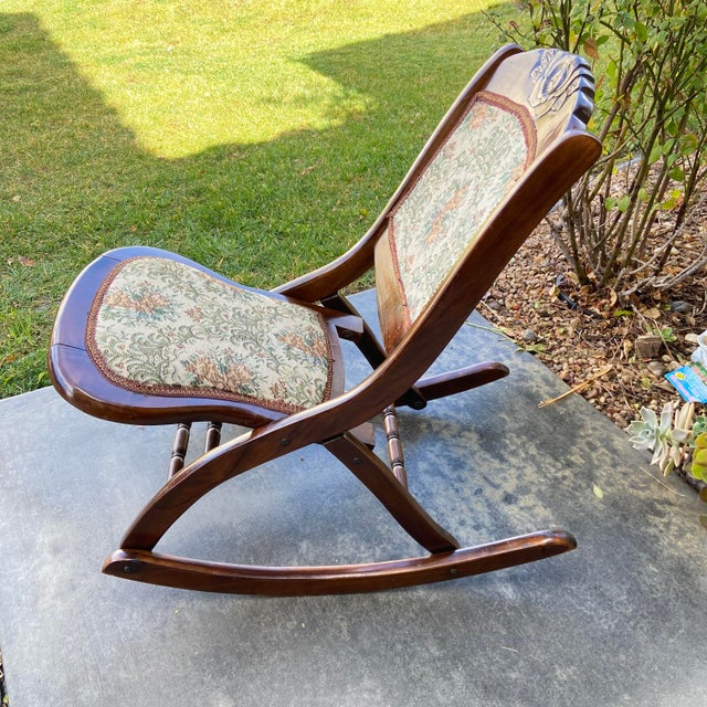 Mid 20th Century Vintage Tapestry Rocking Chair Chairish