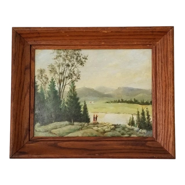 1950s Abstract Stream Landscape Oil Painting by John Janning, Framed For Sale