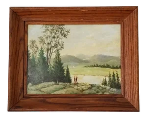 1950s Abstract Stream Landscape Oil Painting by John Janning, Framed