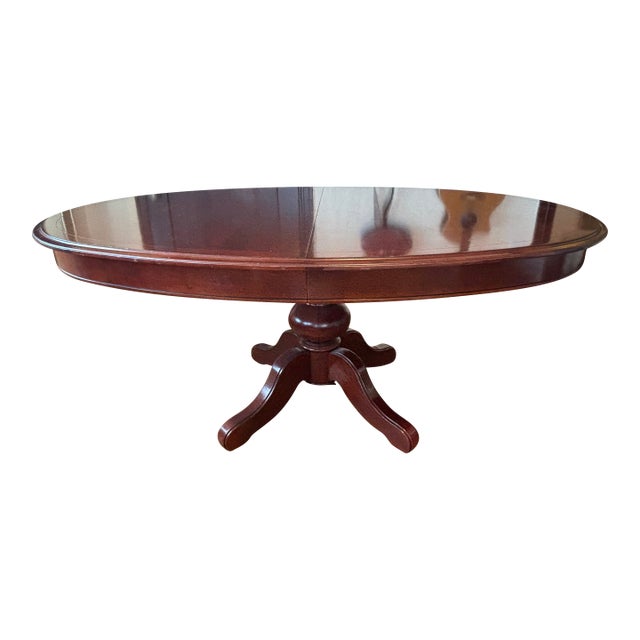 1980s Grange Made in France Cherrywood Oval Dining Extension Table For Sale