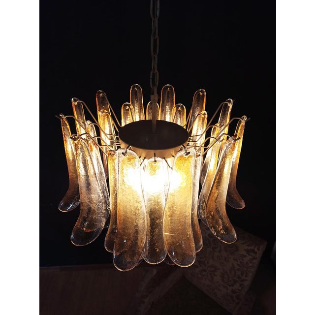 Metal Italian Amber Murano Glass Petal Chandeliers, Set of 2 For Sale - Image 7 of 14