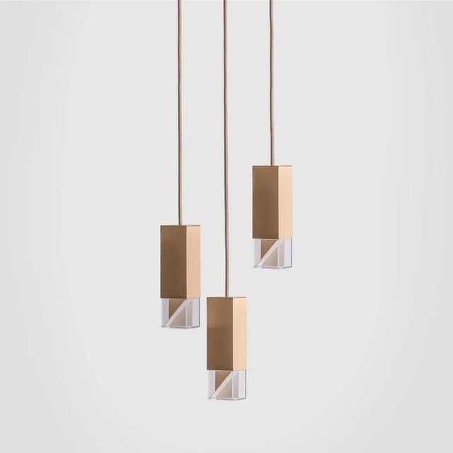 Contemporary Lamp One Trio Chandelier in Brass by Formaminima For Sale - Image 3 of 5