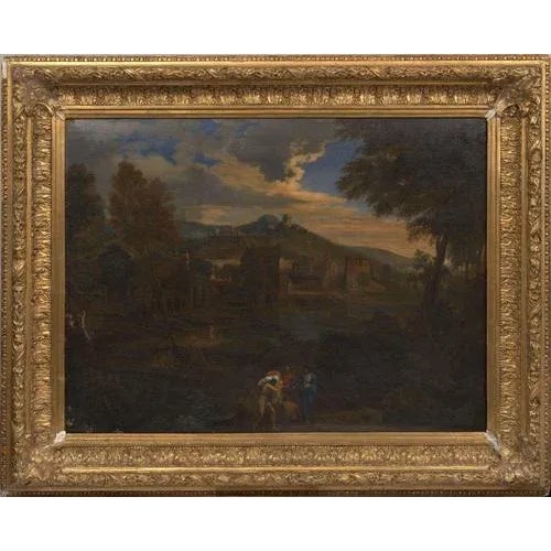 Figurative Landscape, Oil on Canvas, 18th Century For Sale - Image 4 of 4