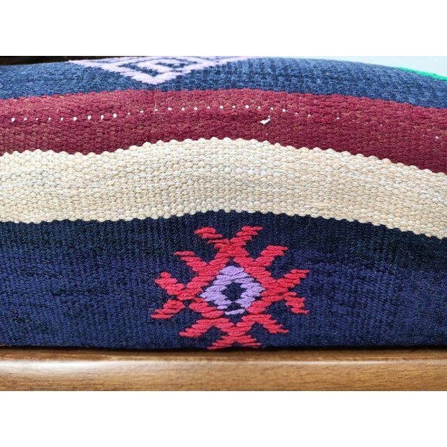 Mid-Century Modern Ethnic Kilim Upholstered Padded Footstool For Sale - Image 3 of 9