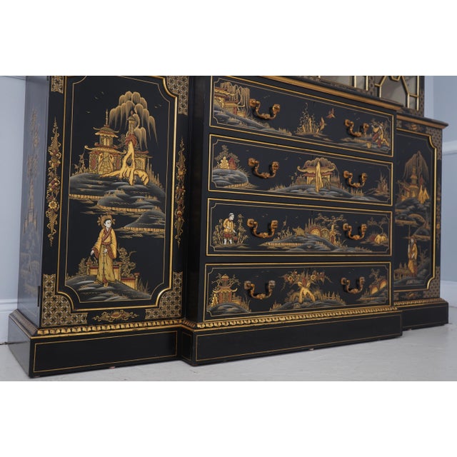 S. Hillie English Made Chinoiserie Breakfront Bookcase For Sale - Image 10 of 18