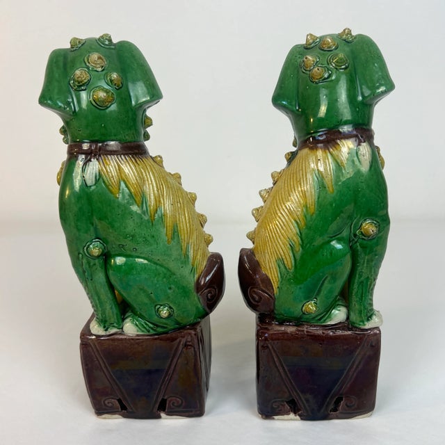1920s Antique Chinese Foo Dogs/ Temple Guardian Lions -A Pair For Sale - Image 5 of 9