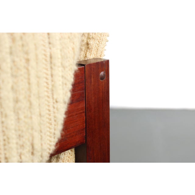 Danish Mid Century Modern Lounge Chairs in Rosewood and Nubby Original Fabric - a Pair For Sale - Image 4 of 10