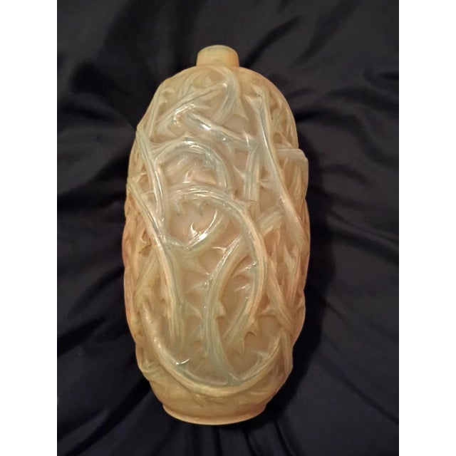 Amber Rare Antique René Lalique Amber Yellow "Ronces" Glass Vase - Circa 1921 (Model 946) For Sale - Image 8 of 8