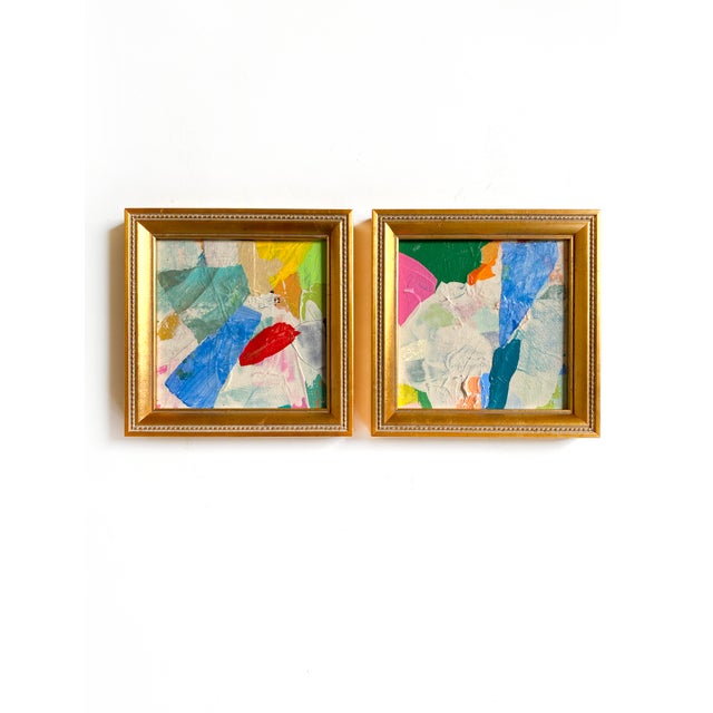 "Shifting Lenses" Pair of Framed Mini Paintings by Jessalin Beutler For Sale - Image 4 of 5