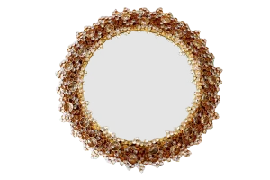 German Gilt Brass & Crystal Mirror by Palwa for Palwa, 1970s