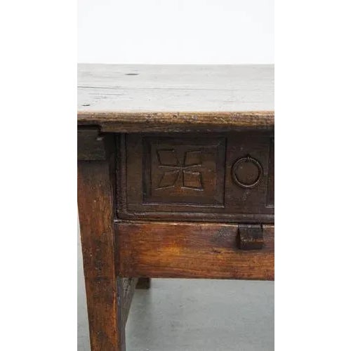 Wood Antique Spanish Coffee Table with Drawers, 17th Century For Sale - Image 7 of 15