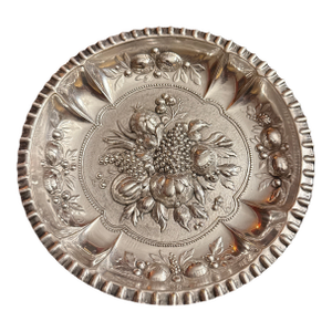 Late 19th Century Repousse Silver Decorative Diminutive Tray