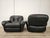 Mid-Century Modern Vintage Club Chairs in Black Leather, 1970, Set of 2 For Sale - Image 3 of 18