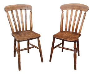 Pair Early American Stained Walnut Side Chairs, 2nd Half 19th Century