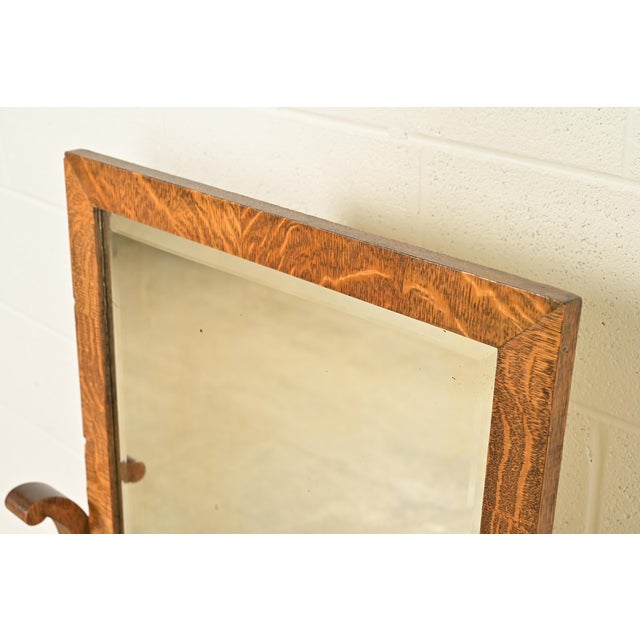 1920s Stickley Style Antique Mission Tiger Oak Arts & Crafts Full Length Cheval Floor Mirror, Circa 1920s For Sale - Image 5 of 10