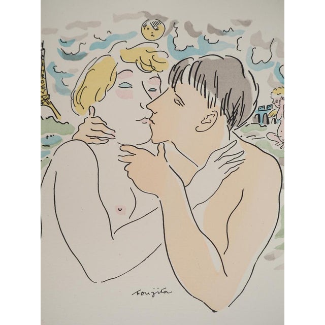 Leonard tsuguharu foujita (1886-1968) lovers in paris, 1927 original engraving and stencil signed in the plate on vellum...