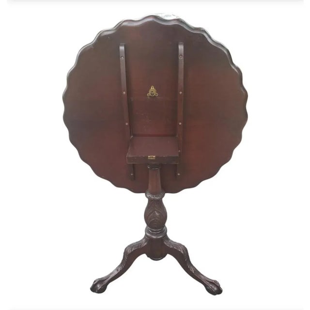 1930s Hand Crafted Mahogany Large Pie Crust Tilt-Top Table With Ball & Claw Feet For Sale - Image 9 of 10