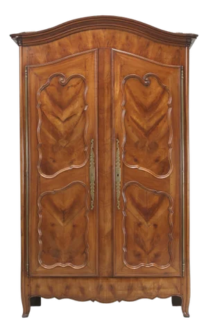 Antique French Armoire, Chevron and Oyster Pattern Cherry C1800