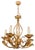 Italian Hollywood Regency Style Five-Light Chandelier in Gilt Metal, 1970s For Sale