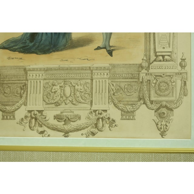 Vintage Classical Colored Engraving Fashion Prints - a Pair For Sale In Philadelphia - Image 6 of 12