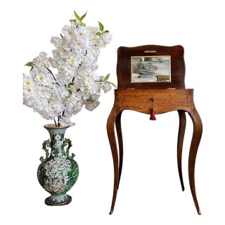 Antique French Inlaid Vanity Table With Mirror For Sale