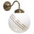Industrial French White Opaline Glass and Brass Bistro Sconce with Gilt Stripes For Sale - Image 3 of 7