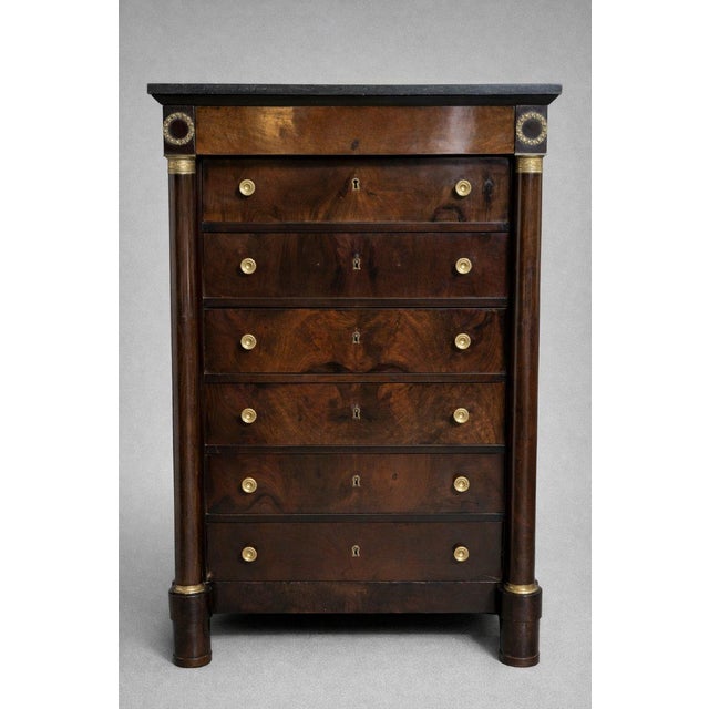 Wood 19th Century Empire Week Organizer in Flame Mahogany For Sale - Image 7 of 8