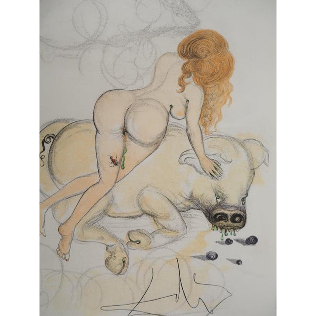 Modern Salvador Dali, Casanova, The Woman and the Pig with Truffles, Original Signed Etching For Sale - Image 3 of 6