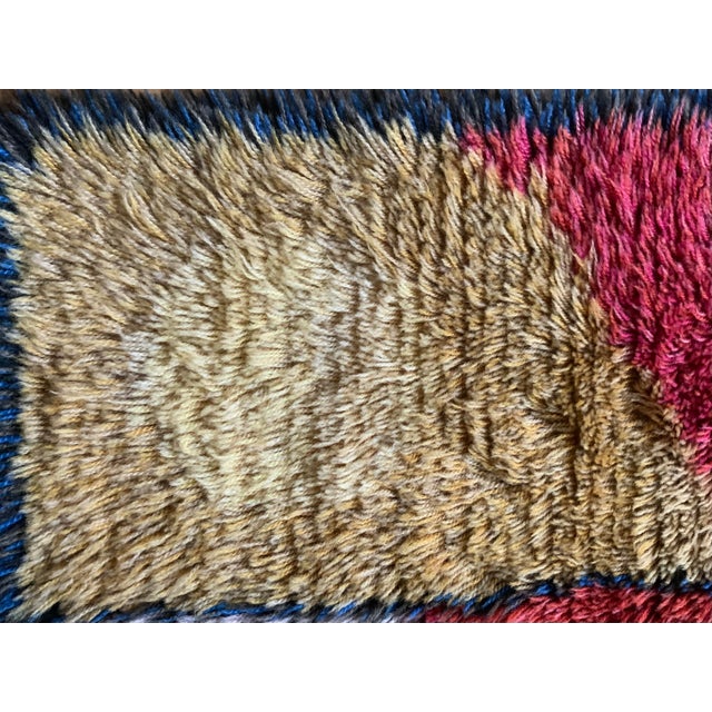 Beige Small Swedish Handwoven Wool Rya Rug, 1970s For Sale - Image 8 of 11