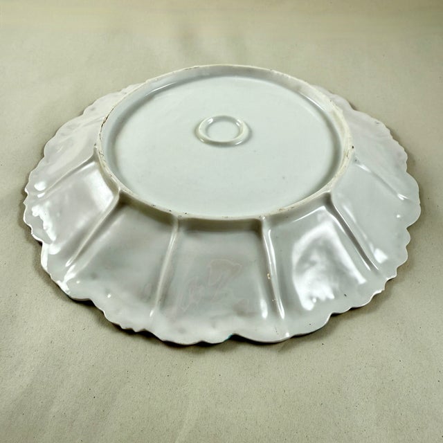 Ceramic 1900s Bohemia Porcelain Teal Blue Gilded Rose Plate For Sale - Image 7 of 8