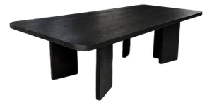 Custom Made Mid-Century Modern Solid Oak Ebonized Dining Table