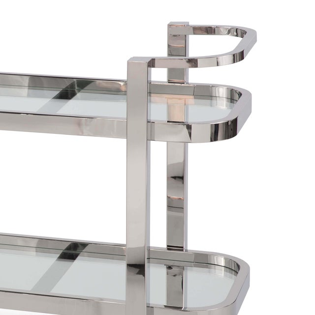 Traditional Regina Andrew Carter Polished Stainless Steel Bar Cart For Sale - Image 3 of 7