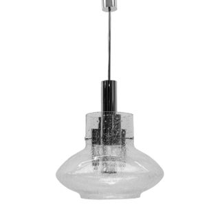 Space Age Chrome and Glass Pendant Lamp, 1970s For Sale