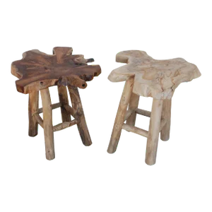 Rustic Live Edge Stools - A Pair