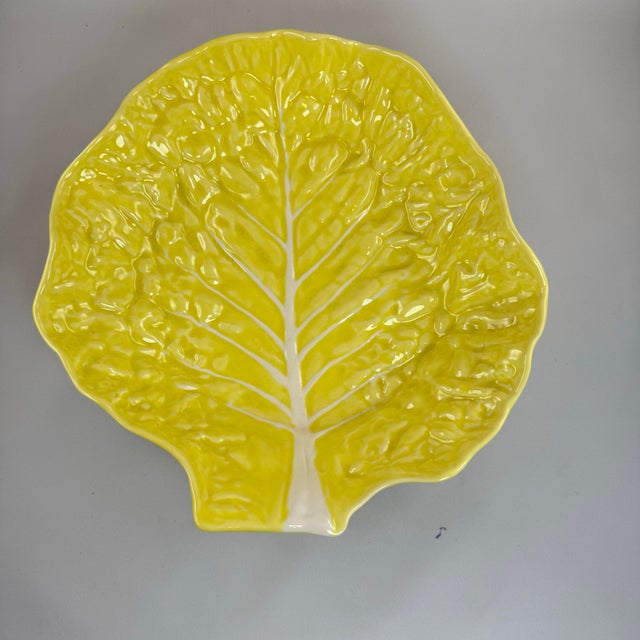 Vintage 1970s Secla Yellow Portuguese Cabbageware Majolica 13" Salad Serving Bowl For Sale - Image 9 of 9