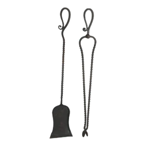 2 Pc. Wrought Iron Fireplace Tools Arts and Crafts Ca. 1900/1920's Made in Usa